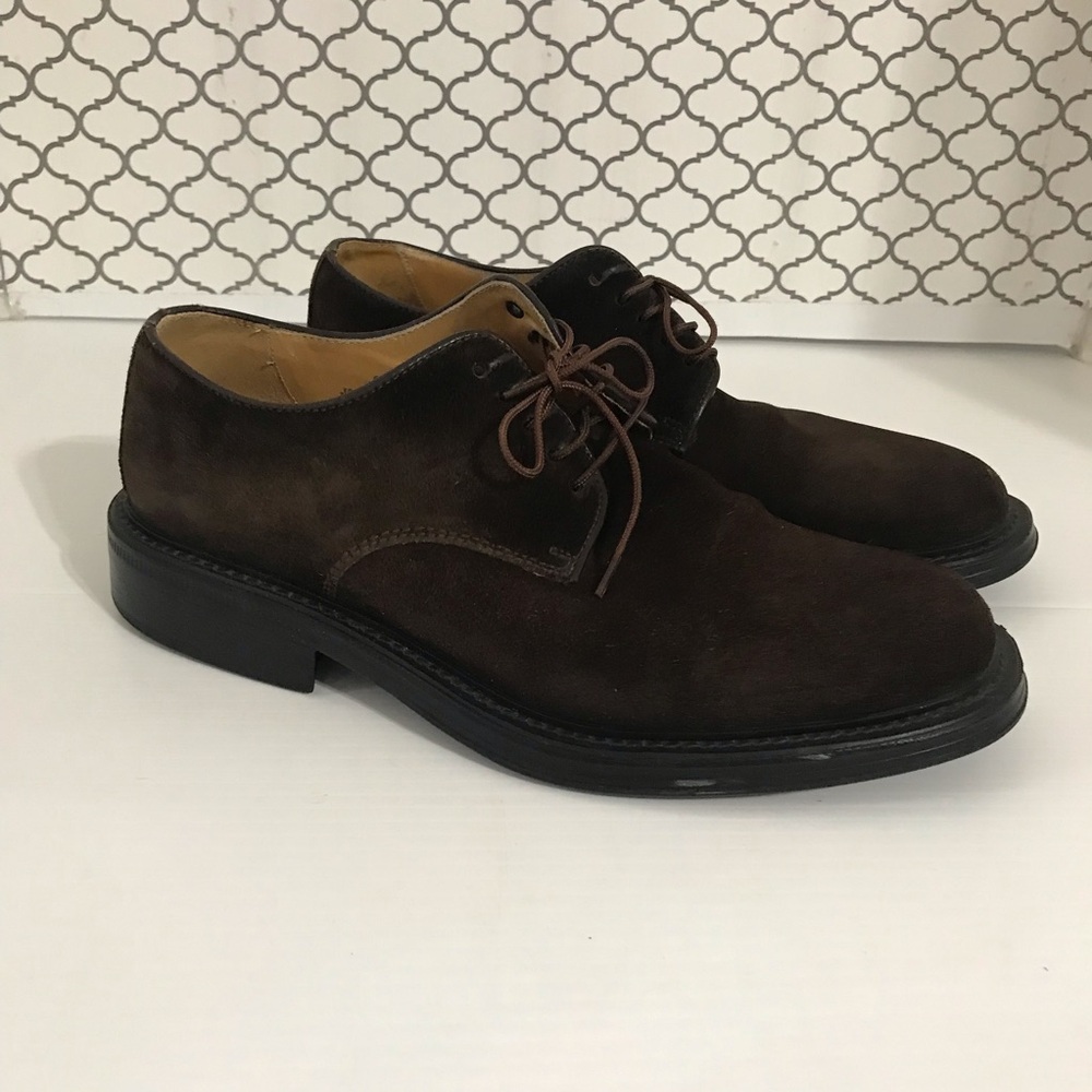 Coach made in Italy Men's Brown Suede Plain-Toe Derby Shoes Size 8.5D